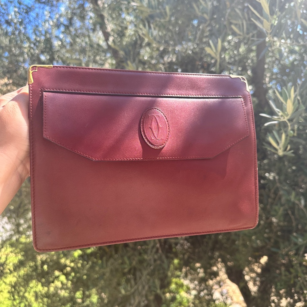 Cartier Burgundy Leather Clutch Vintage